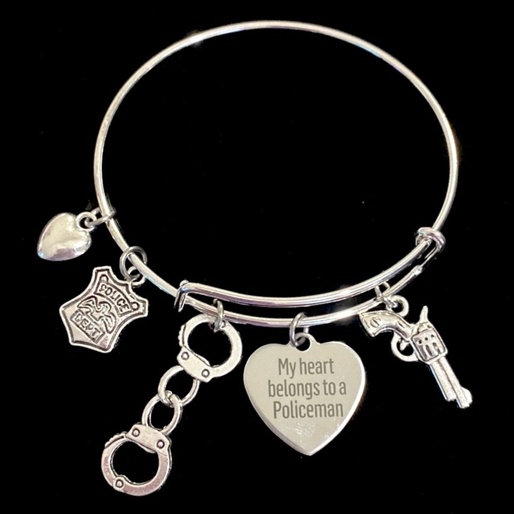 My Heart Belongs To A Policeman Charm Bracelet Police Officer